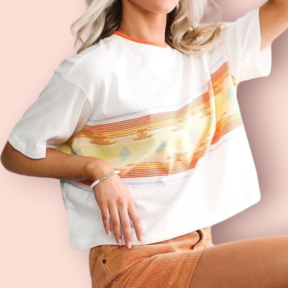 Billabong x Wrangler Border Line Boxy Cropped Tee, Size S - Picture 3 of 10